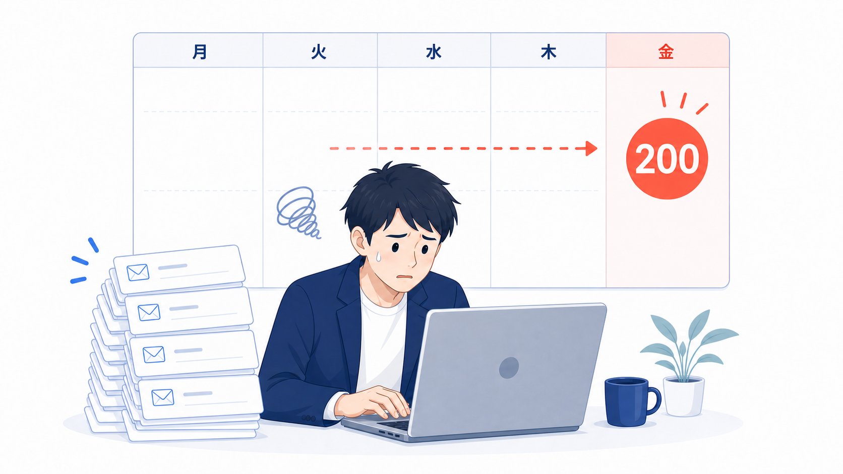 散在する業務ツールに困る人物